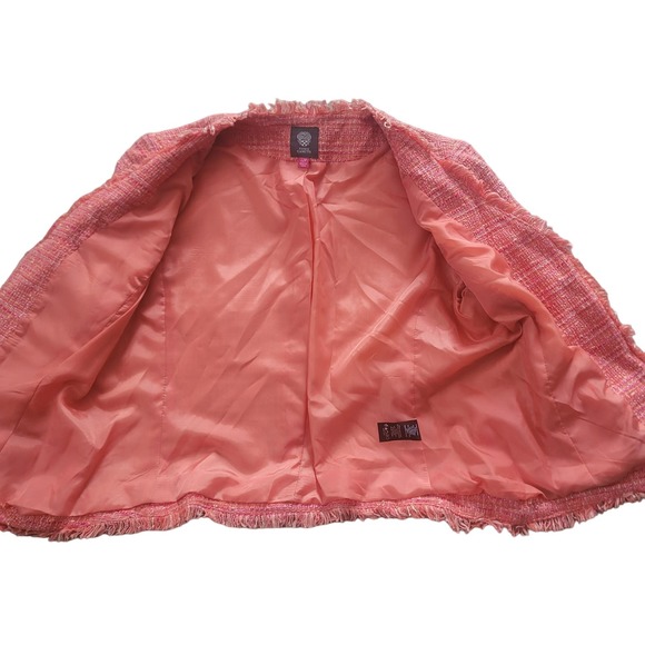Vince Camuto Women’s Jacket Tweed Fringe-Hem 3/4 Sleeve Cropped Jacket NWT - Picture 6 of 7